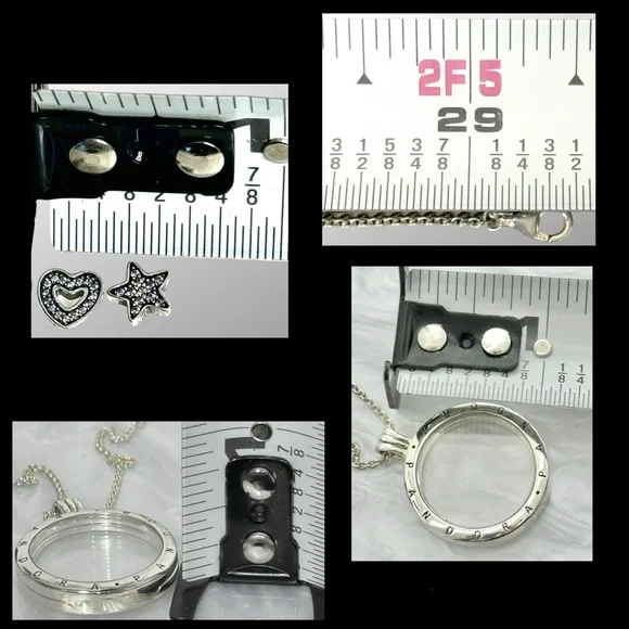 Retired Pandora Petite Memories Large Floating Locket & 2 Petite Charms - Picture 11 of 16